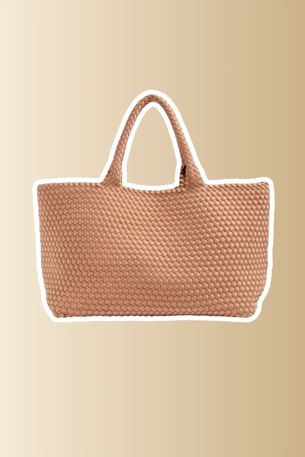 woven light brown tote bag