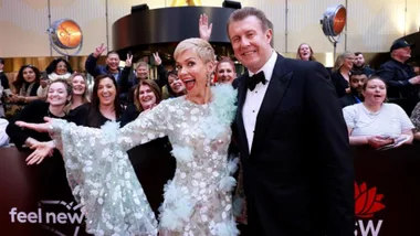 Jessica Rowe and Peter Overton at the 64th TV WEEK Logie Awards in 2024.