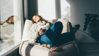 woman relaxing at home