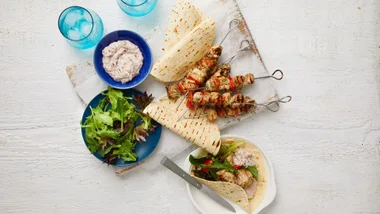 Five-step Chicken Souvlaki Wraps