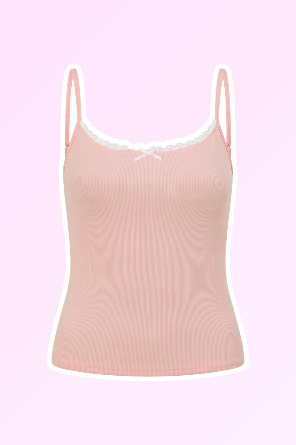 All For Mimi Pink Ribbed PJ Cami 