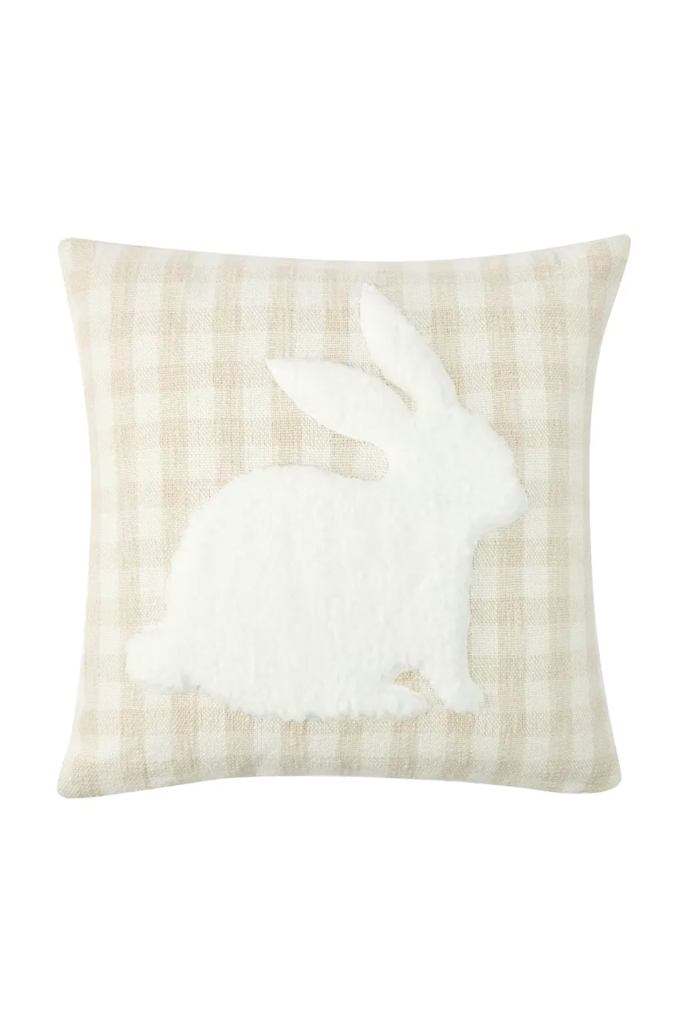 tufted bunny pillow with gingham print