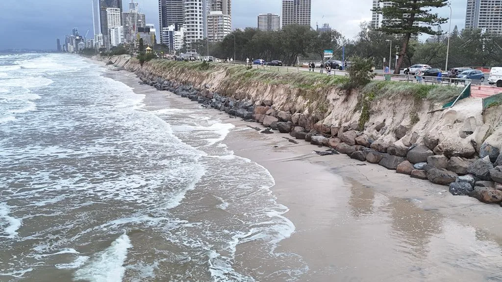 gold coast beach with erosion