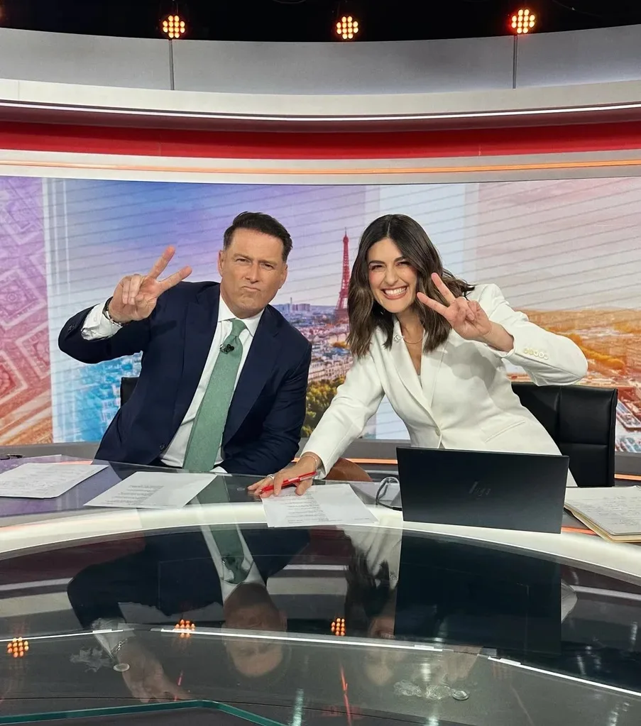 Karl Stefanovic and Sarah Abo on Today show set