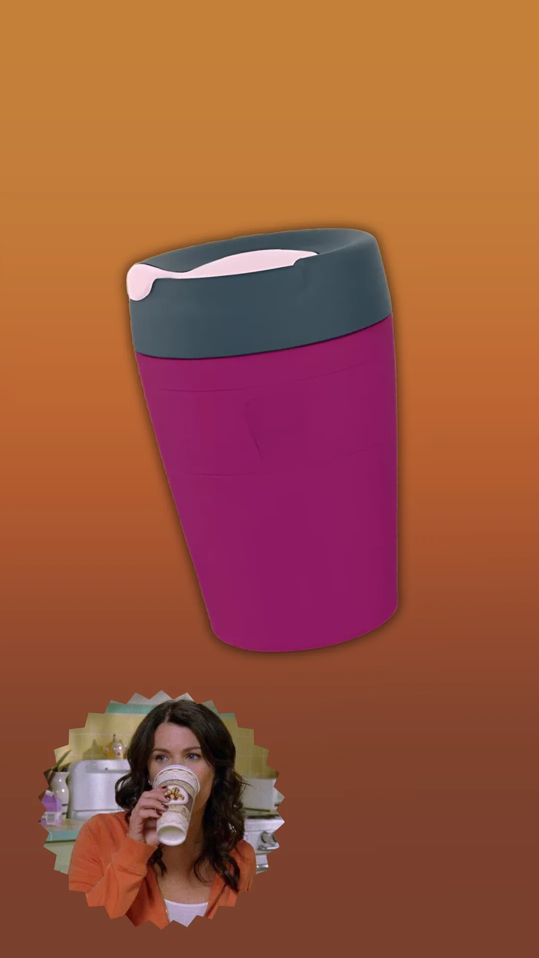 A purple KeepCup traveller mug.