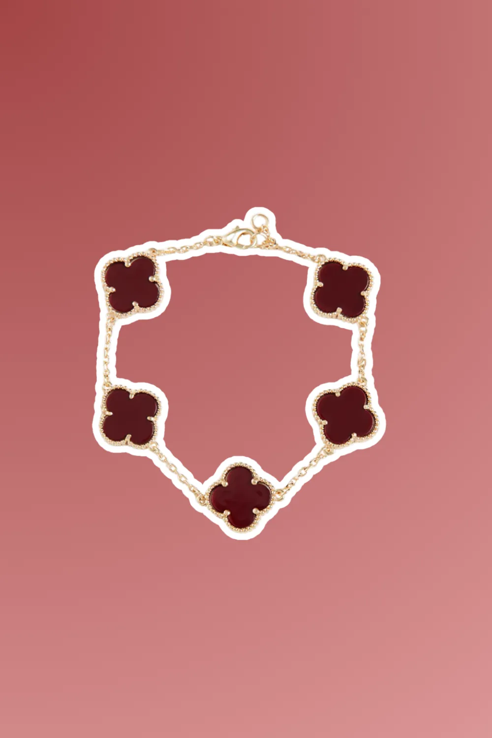 billini gold bracelet with red flower motif