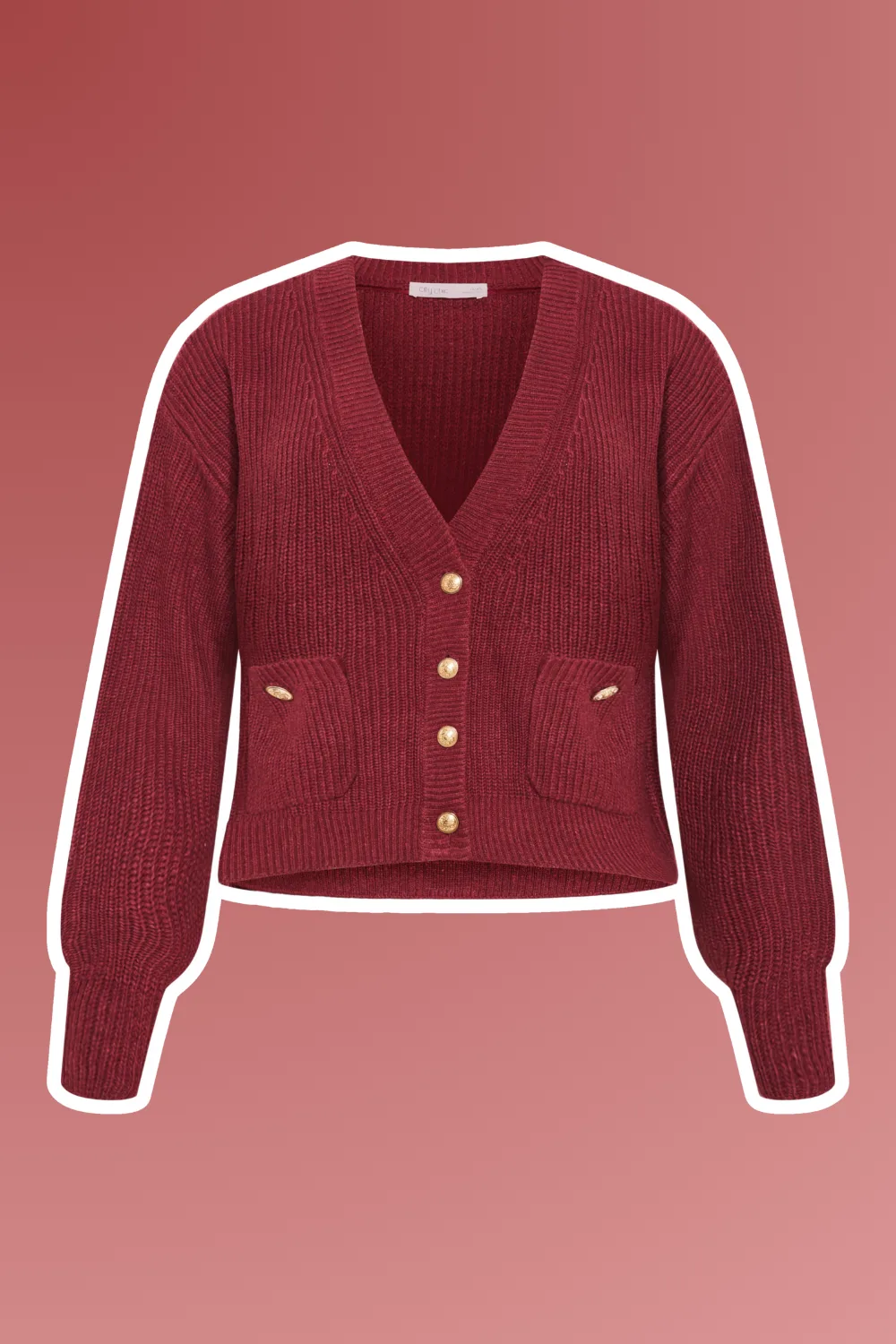 city chic v neck cardigan with fold button detail