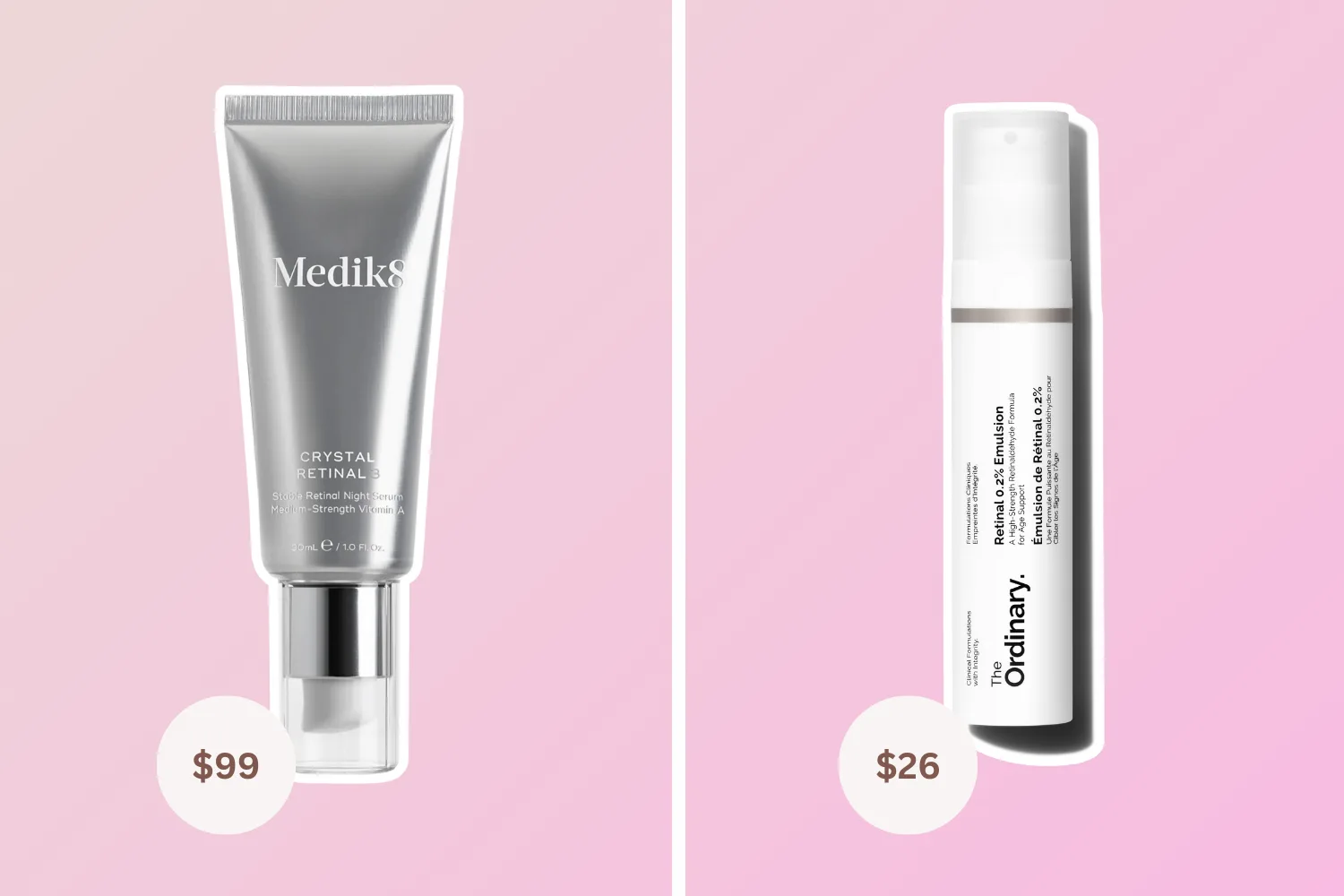 medik8 crystal retinal and the ordinary retinal emulsion 