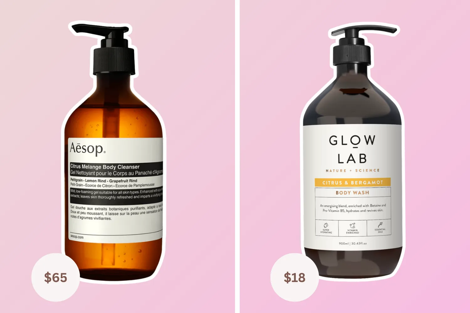 aesop citrus body cleanser and glow lab citrus body wash 