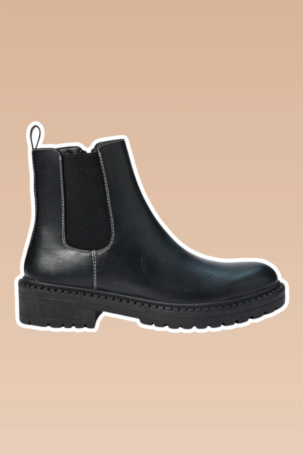 Big W black chelsea boots with white stitching
