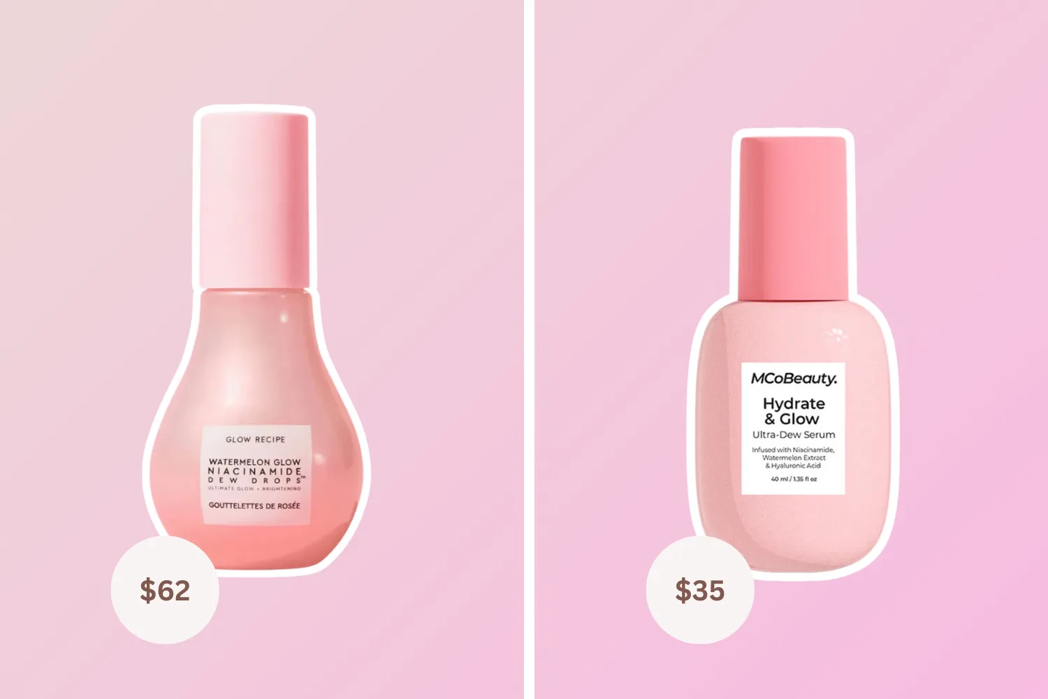 glow recipe watermelon glow drops and mcobeauty  ultra dew serum 