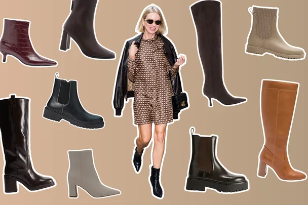 Naomi Watts walking down street wearing ankle boots