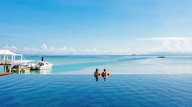 two people in pool
