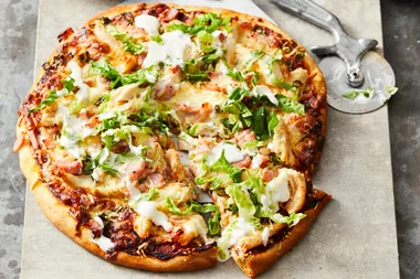 chicken caesar pizza with parmesan cheese