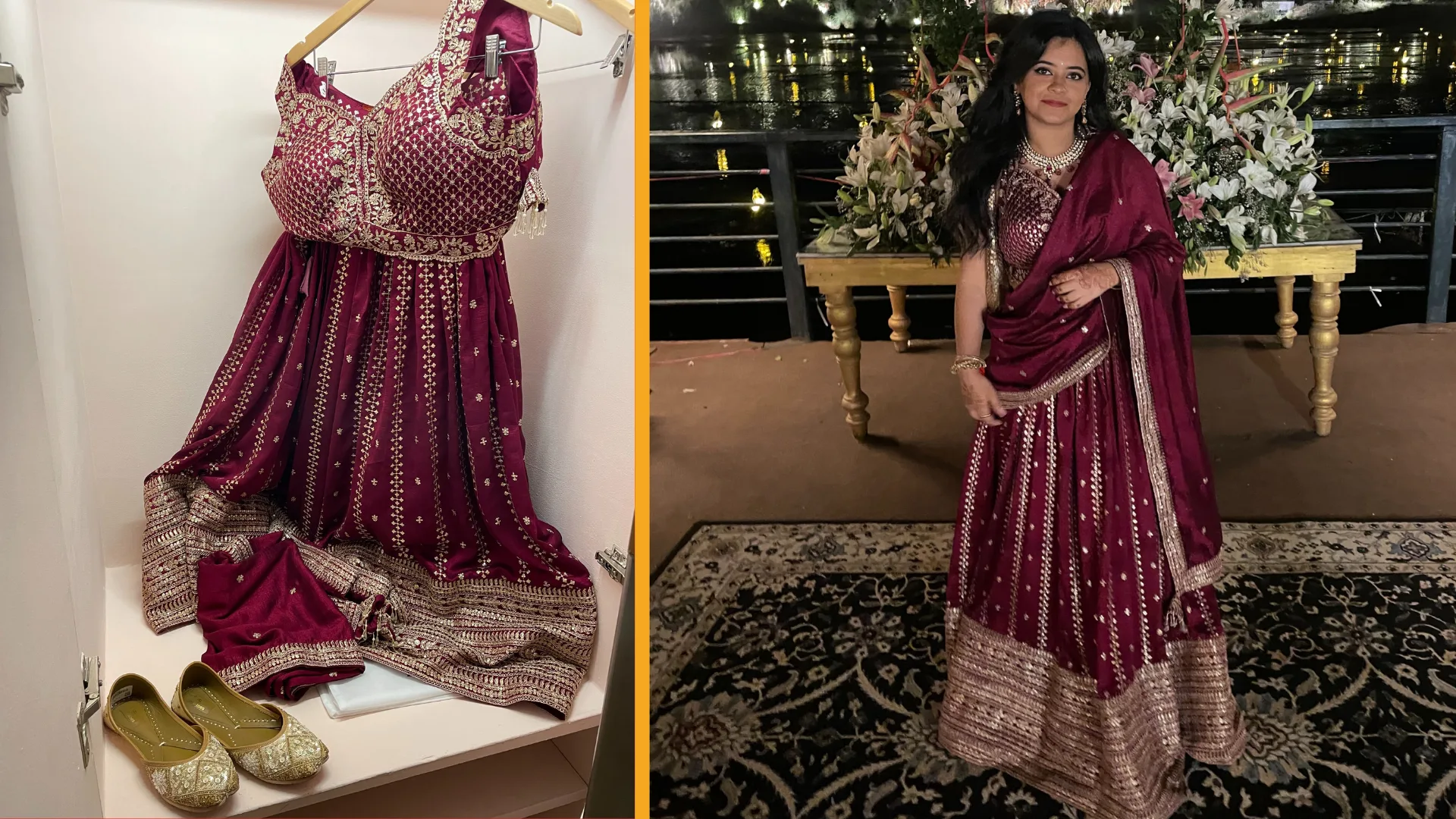 Berry-coloured lehenga