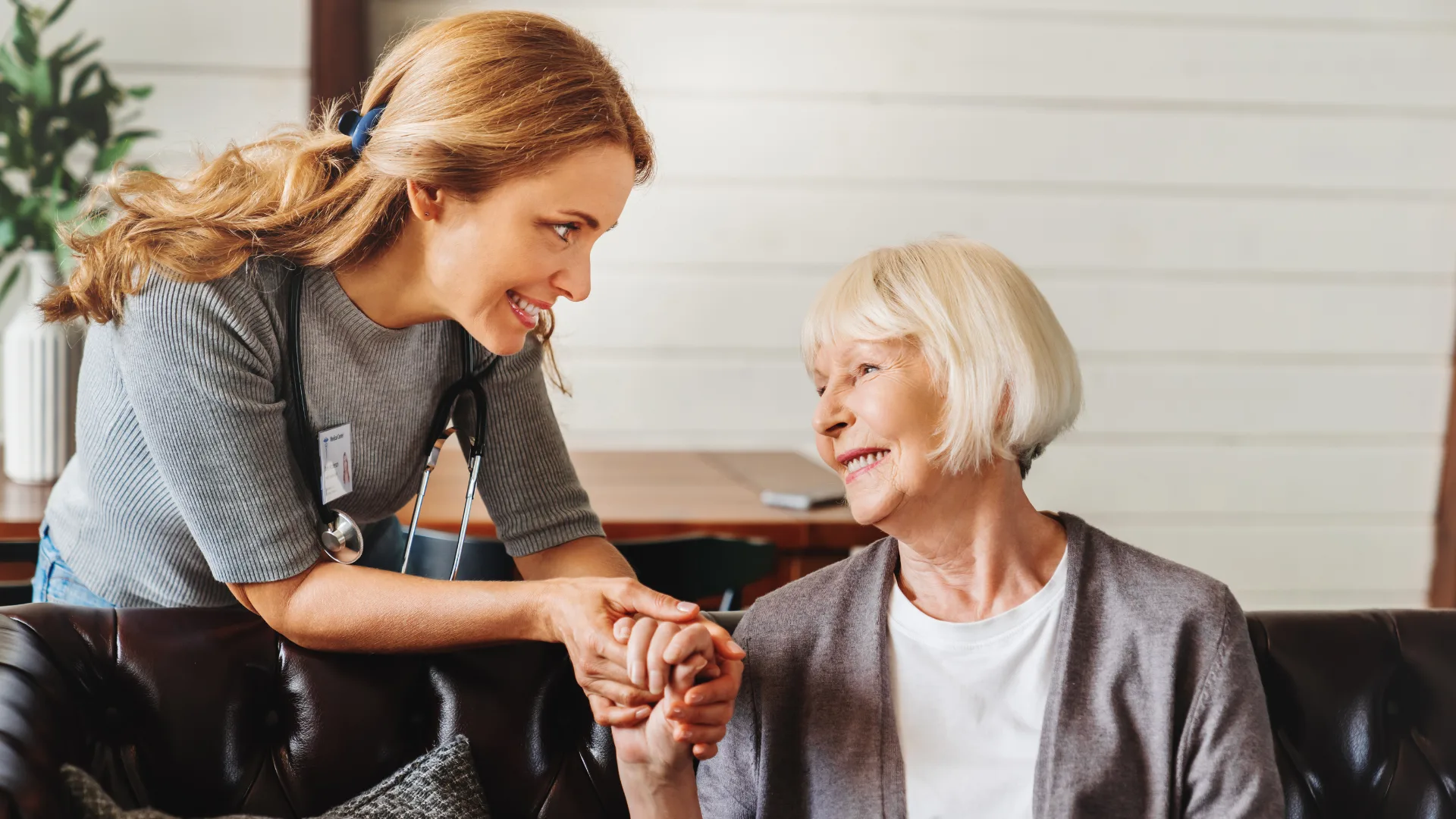 Two women smiling