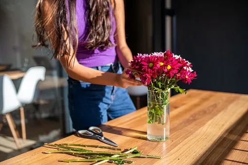 Woman with flowers