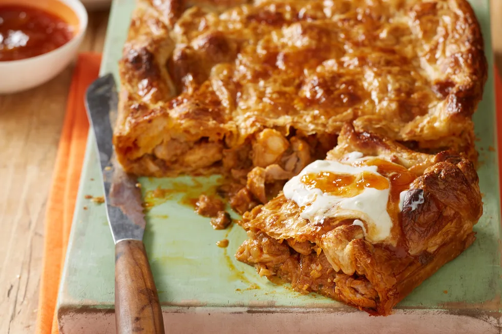 butter chicken curry pie
