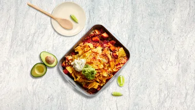 Upside-down Vegie and Bean Nachos