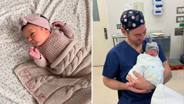 MasterChef contestant Callum Hann with his newborn daughter Fleur