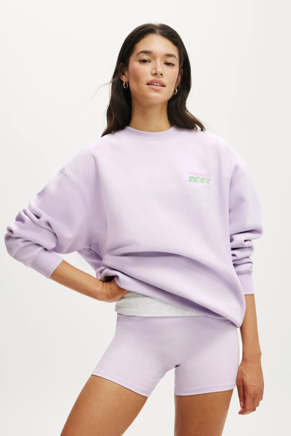 Cotton On Body Plush Graphic Crew Sweatshirt