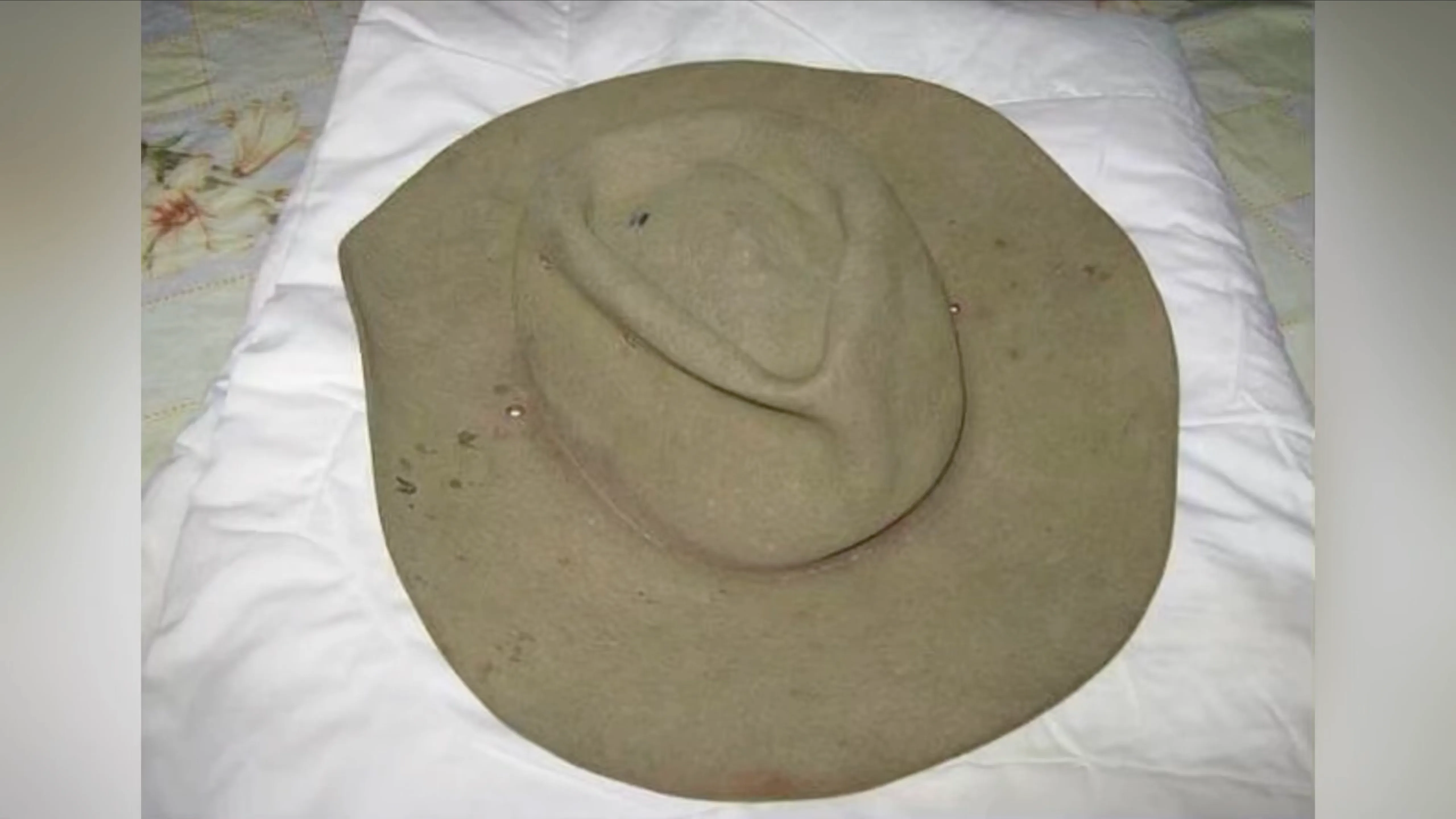 James Annetts hat with blood