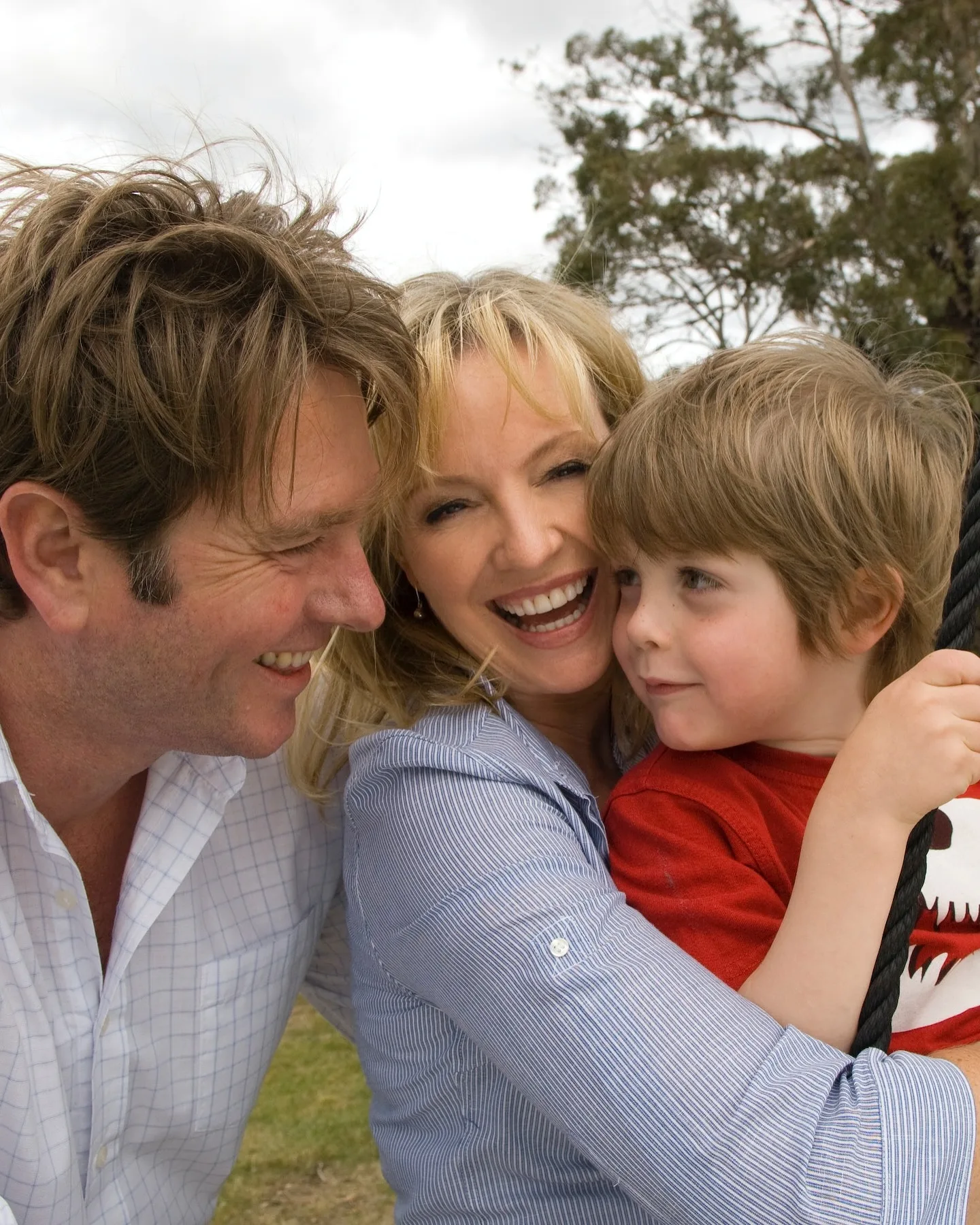Rebecca Gibney with her husband and son Zac when he was younger