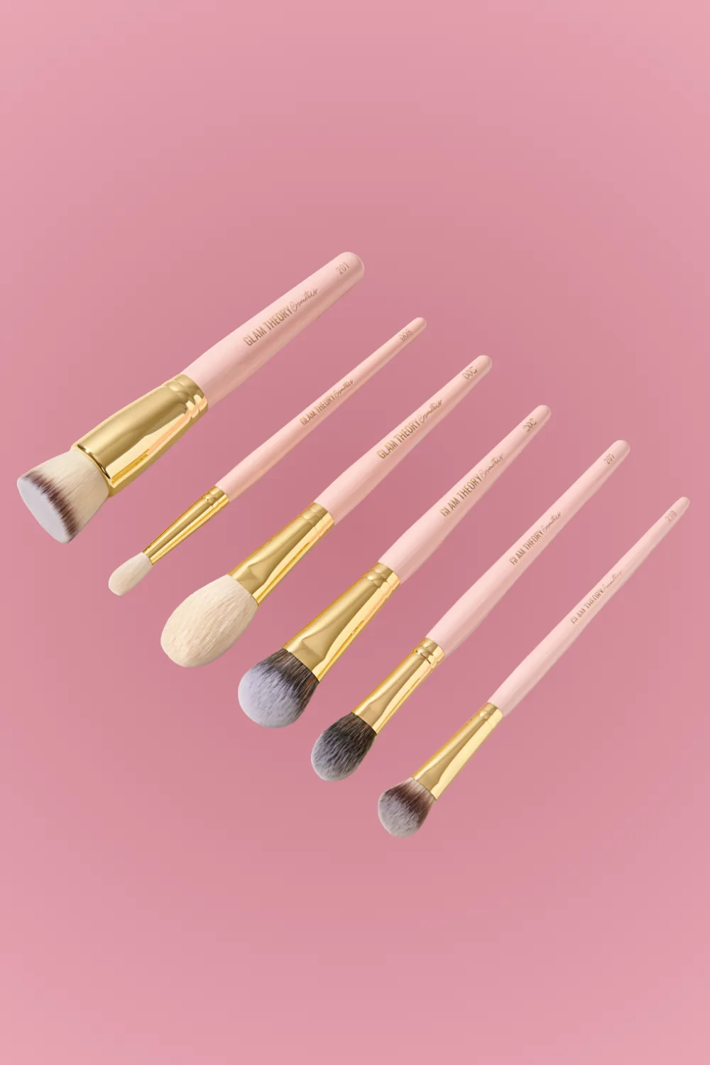 glam theory set of 5 pink makeup brushes 