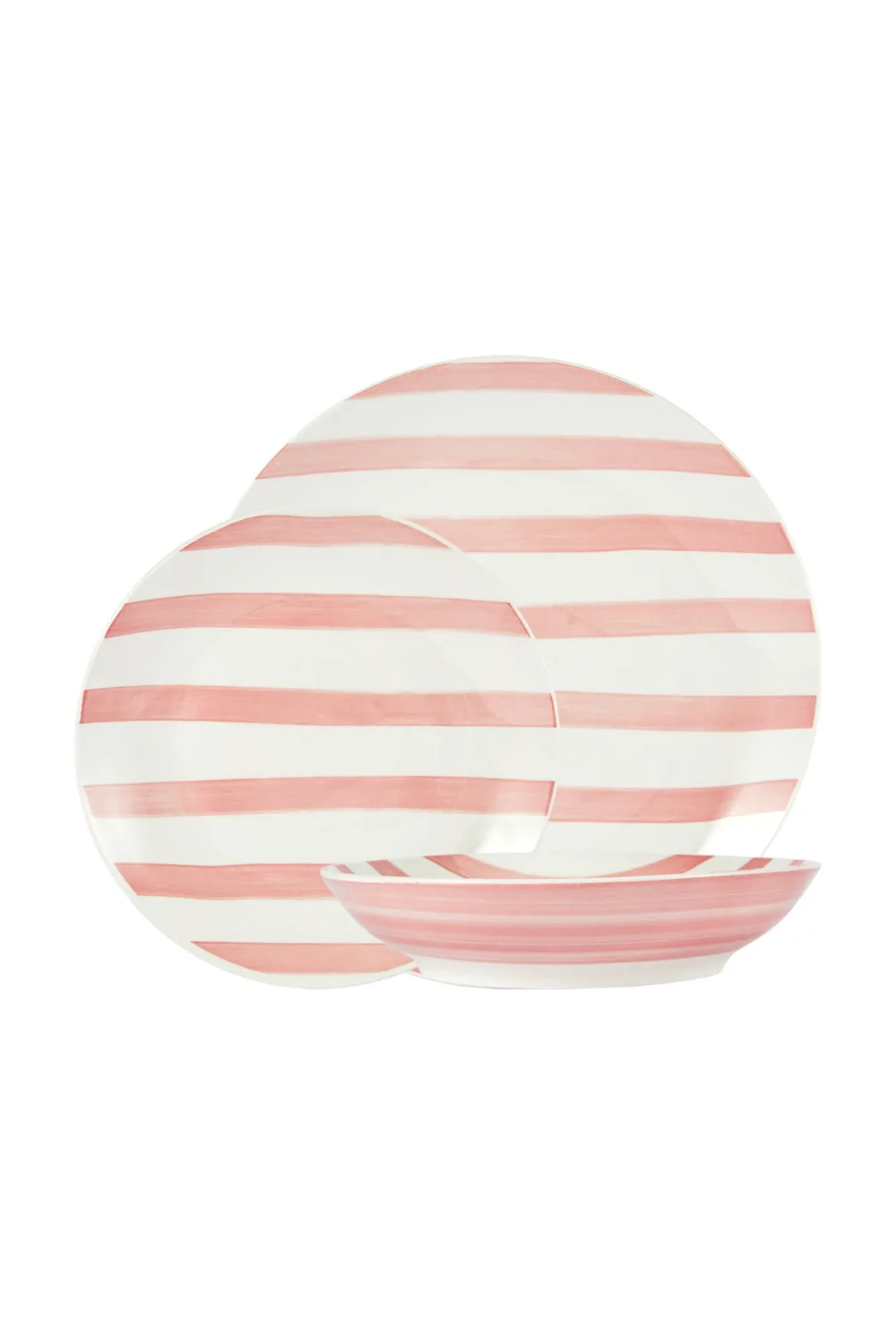 kmart 12 piece dinner set pink stripe