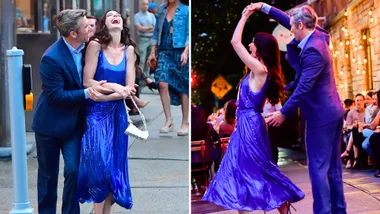 Patrick Brammall and Anne Hathaway film the devil wears prada in Brooklyn on August 5