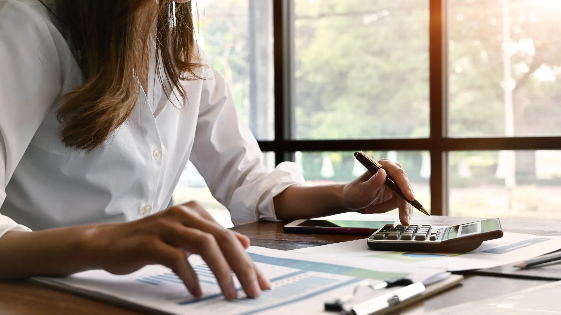 Woman calculating finances