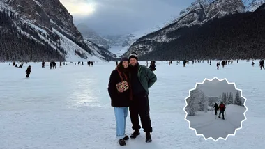 Couple at the Canadia Rockies in Winter