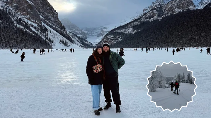Couple at the Canadia Rockies in Winter