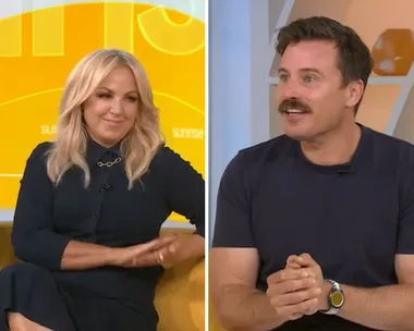 James Tobin shares his baby news with Monique Wright and David Woiwod on Sunrise