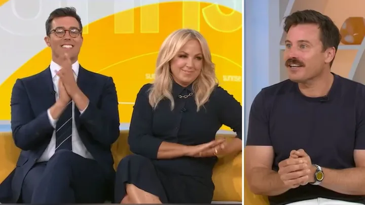 James Tobin shares his baby news with Monique Wright and David Woiwod on Sunrise