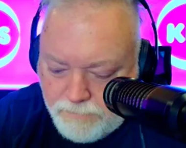 Kyle Sandilands with his wife Tegan and sharing news of his brain aneurysm on his radio show
