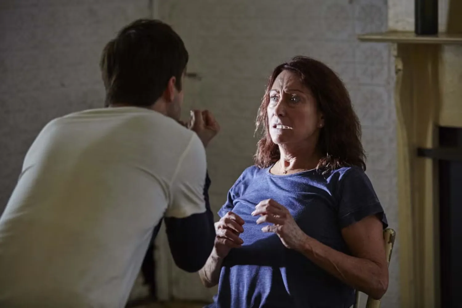 Lynne McGranger plays Irene Roberts in Home & Away in a scene where she's kidnapped by her secret son