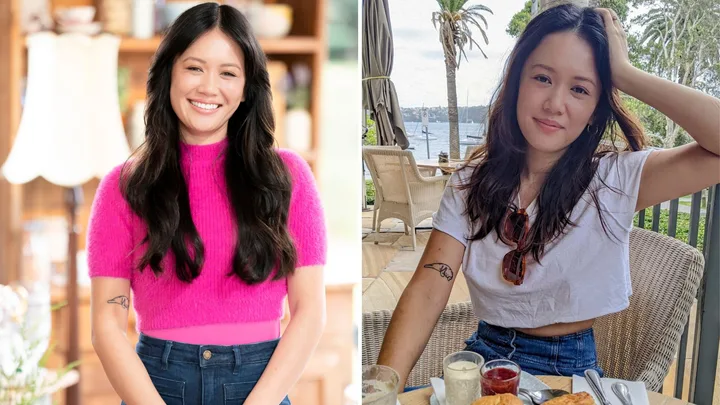 Natalie Tran on the set of The Great Australian Bake Off and at a cafe
