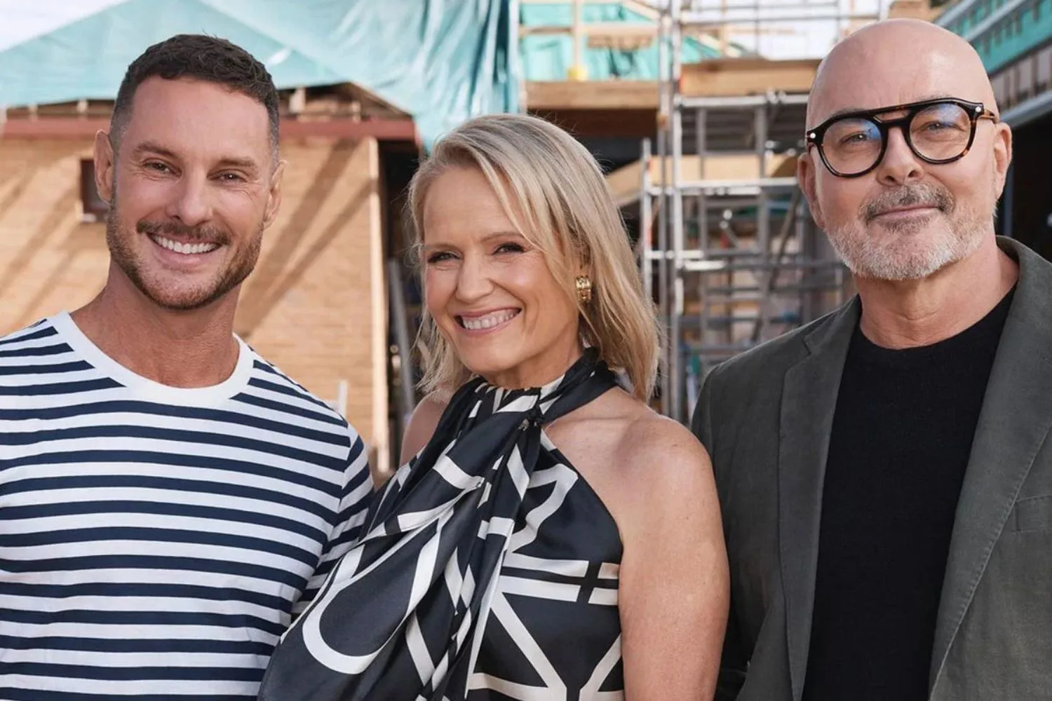 Neil Whitaker with fellow The Block judges Darren Palmer and Shaynna Blaze