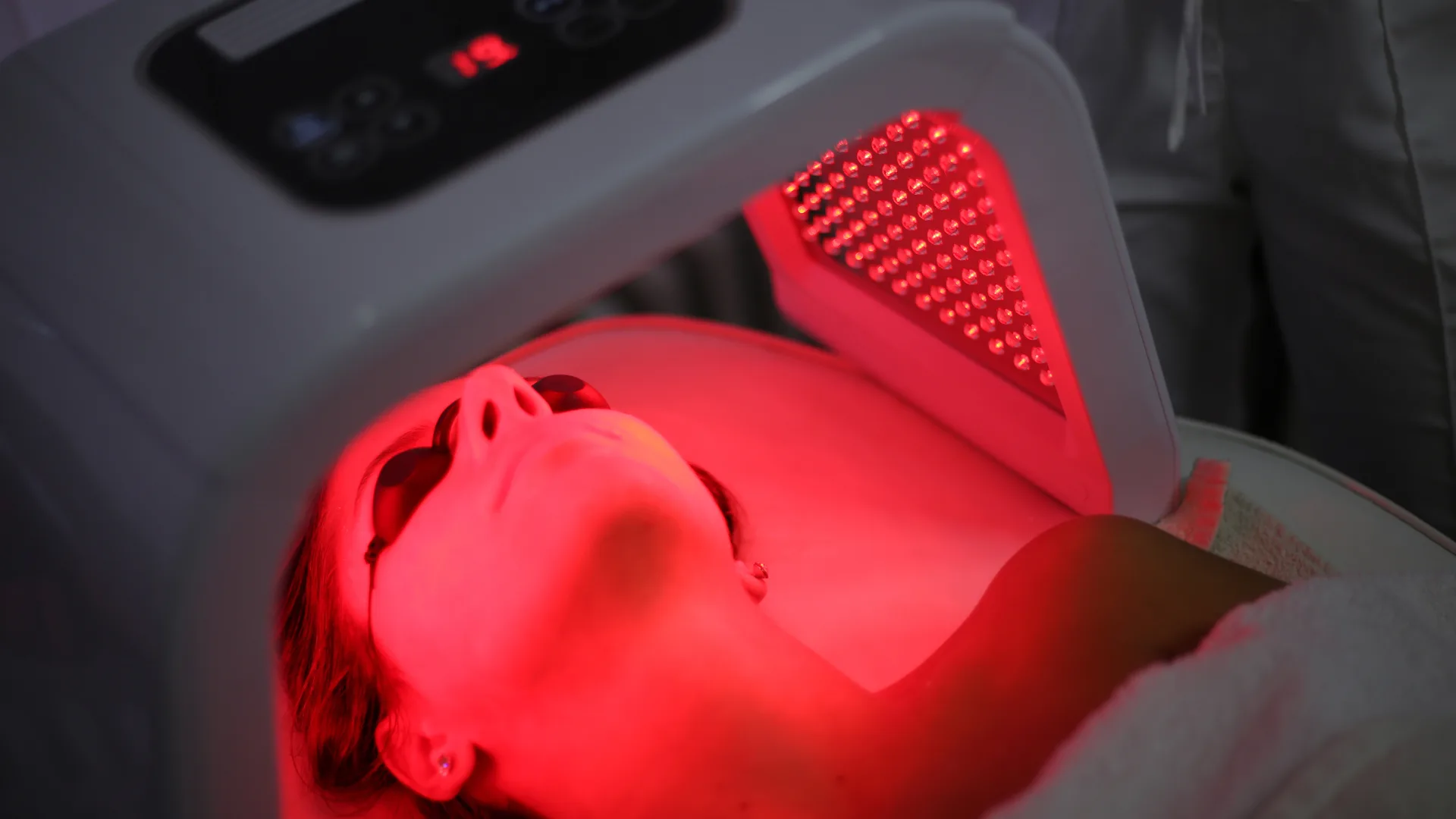 LED facial treatment.