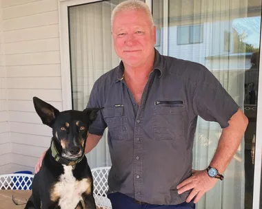 The Block star Scott Cam pictured with his dog