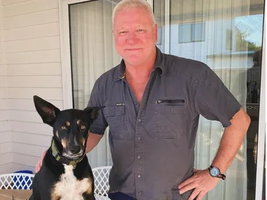 The Block star Scott Cam pictured with his dog