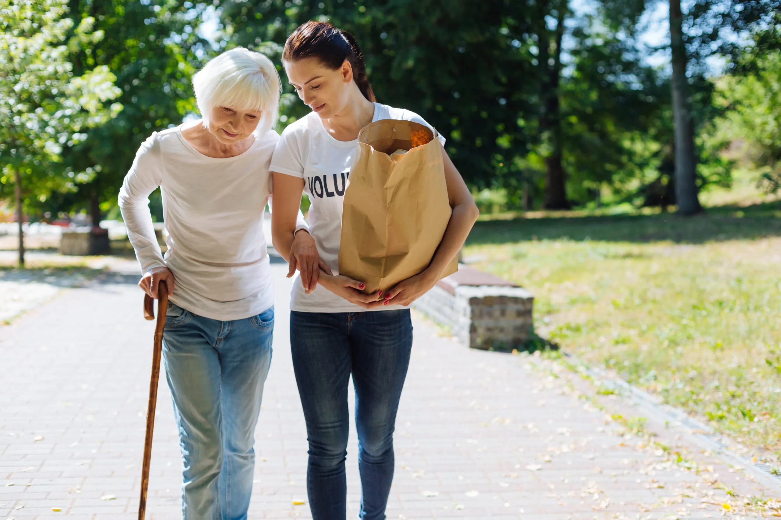 Young woman helping someone with errands