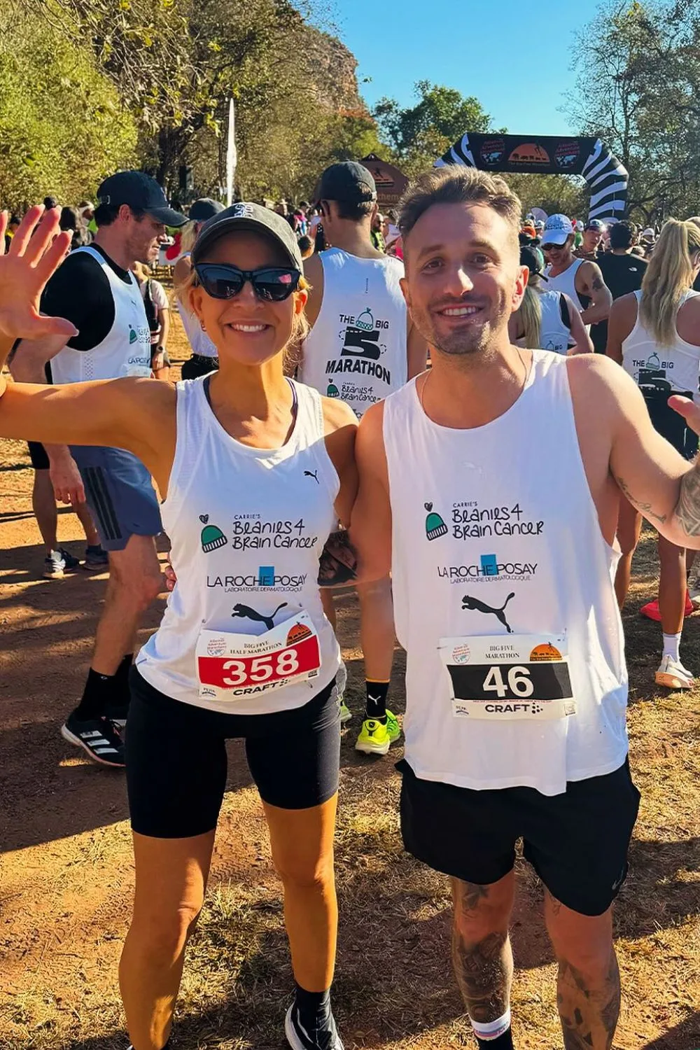 Carrie Bickmore and Tommy Little doing a fun run together