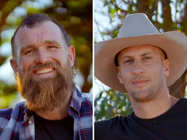 From left to right, Farmer Jarrad, Farmer Jason and Farmer John from Farmer Wants a Wife 2026