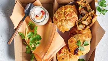 Flaky butter chicken pies