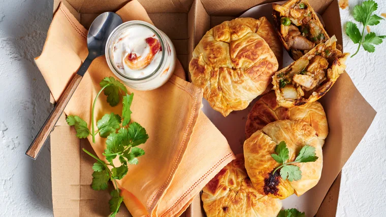 Flaky butter chicken pies