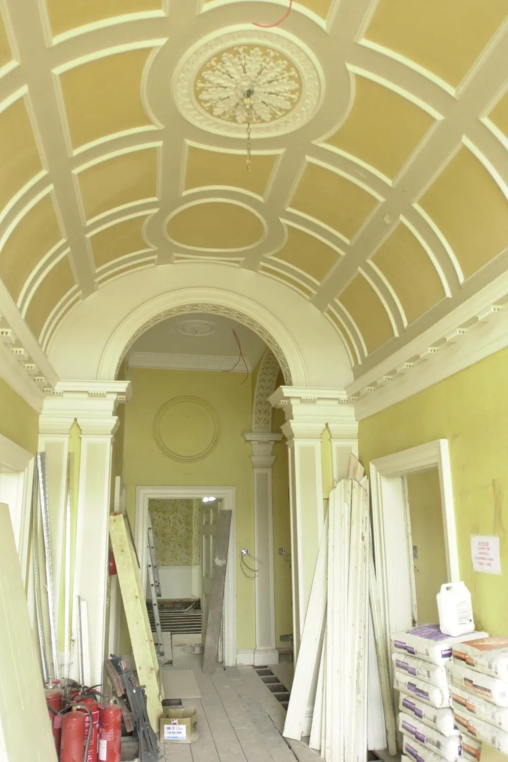 A view of the barrel-vaulted ceiling in the hallway of Forest Lodge, William and Kate's new home