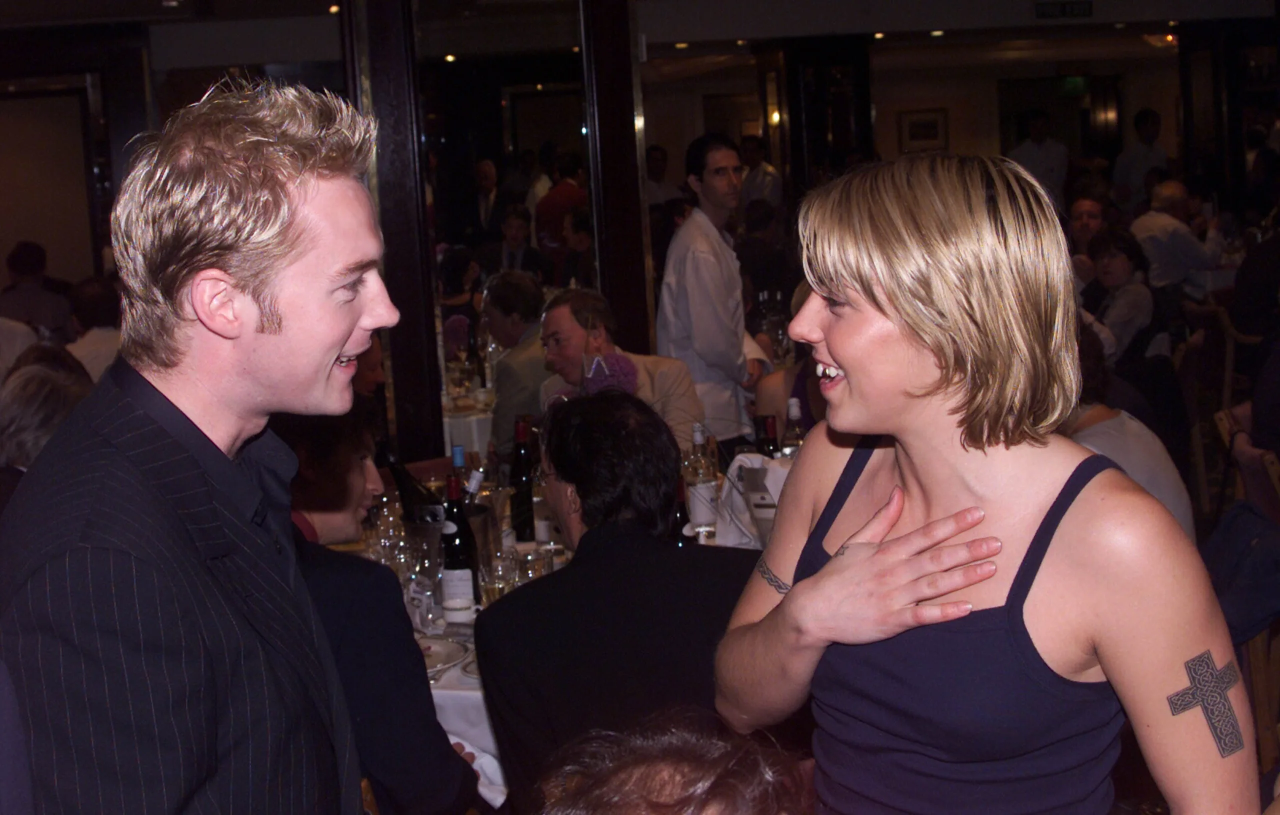 Ronan Keating and Mel C together at an event early in their careers