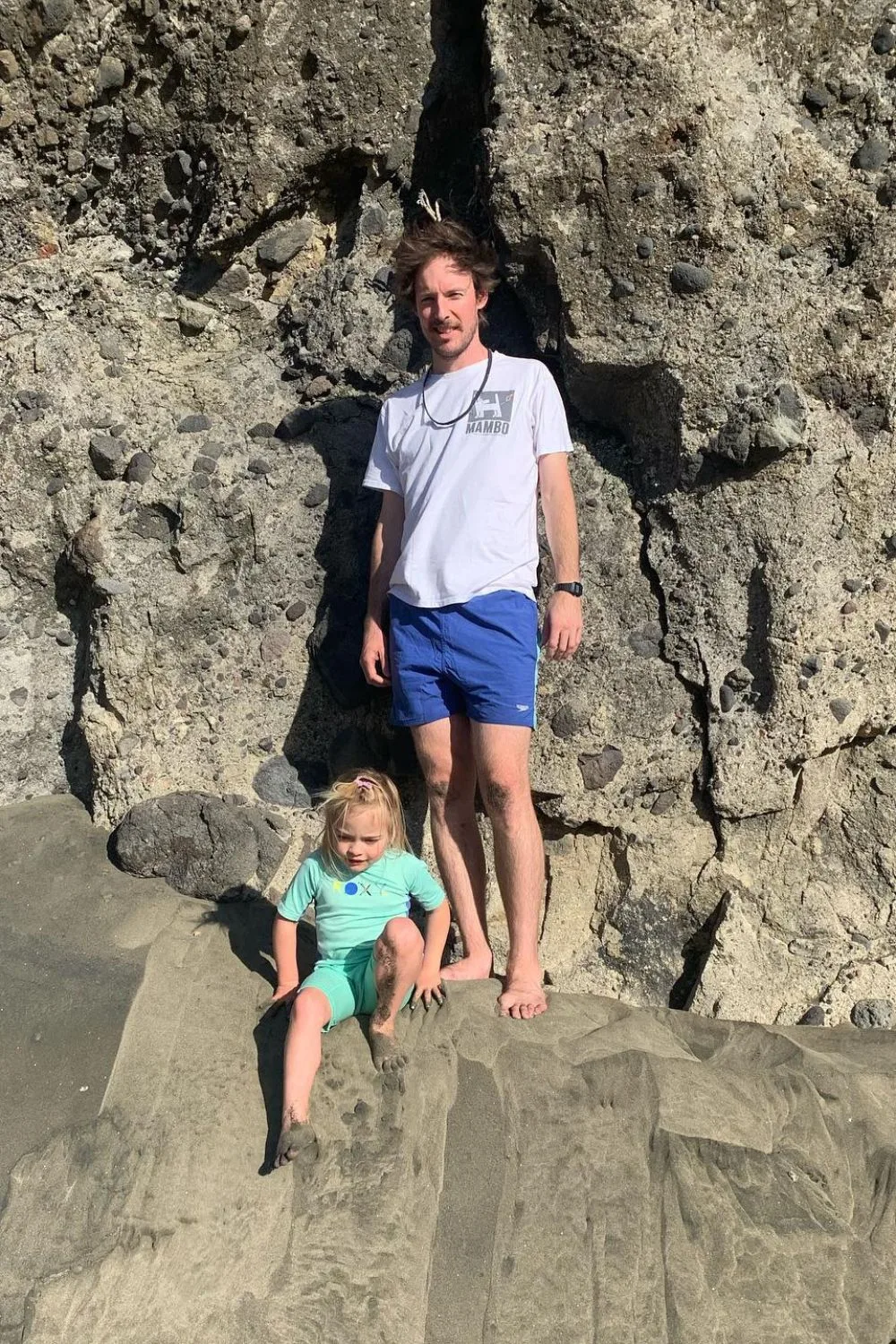 Guy Montgomery rock-climbing with Chelsie's daughter Olive